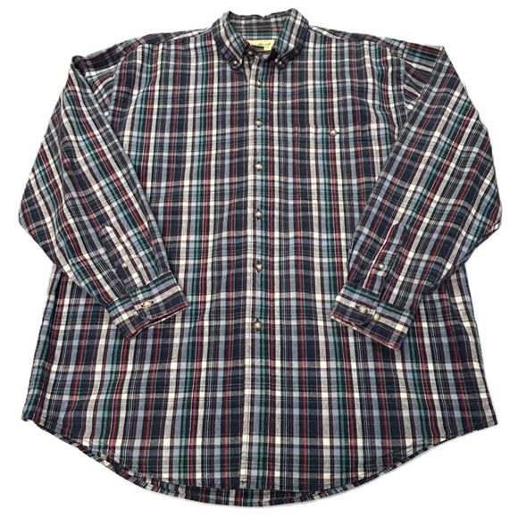 Eddie Bauer Mens Checkered Button Up Shirt Long Sleeve Cotton Country Casual - Picture 1 of 11